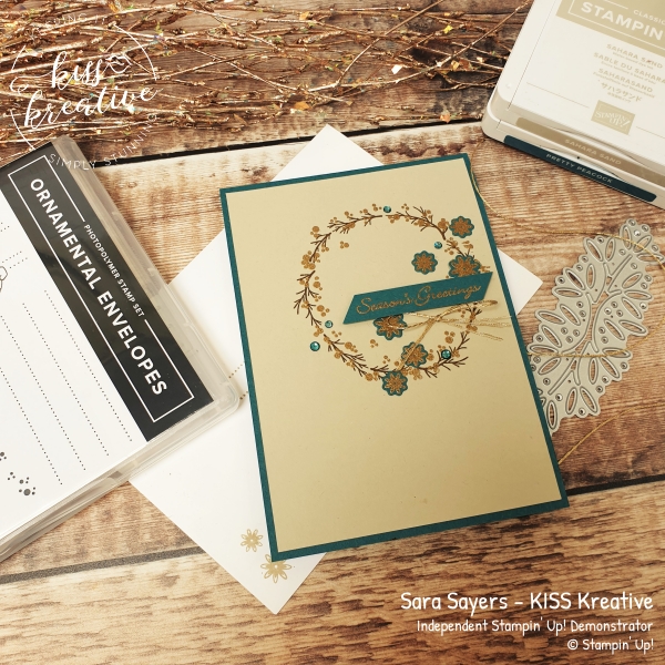 Beautiful Simple Christmas Card using the Ornamental Envelopes from Stampin Up