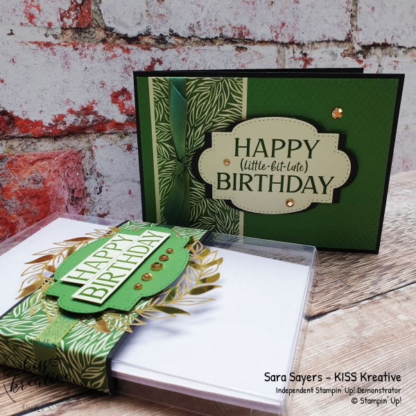 Happiest of birthday cards using the Forever Greenery DSP from Stampin Up