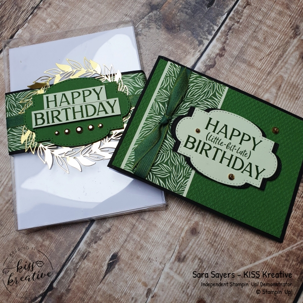 Happiest of birthday cards using the Forever Greenery DSP from Stampin Up