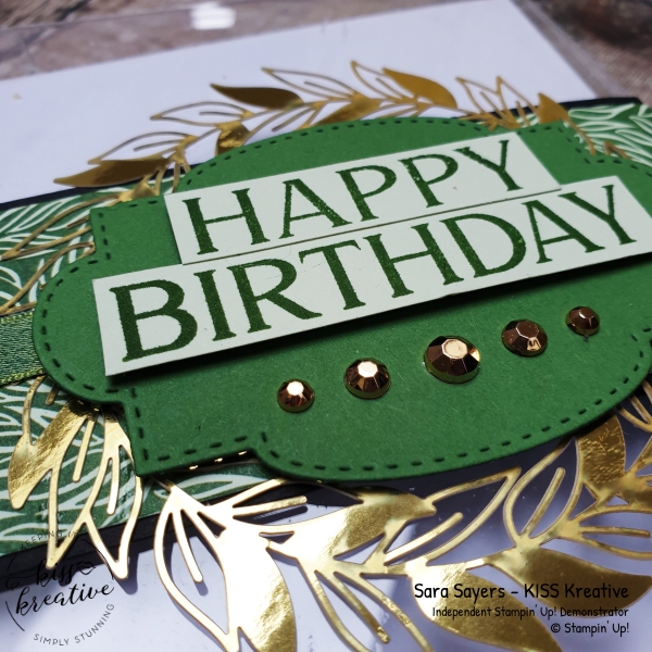 Happiest of birthday cards using the Forever Greenery DSP from Stampin Up