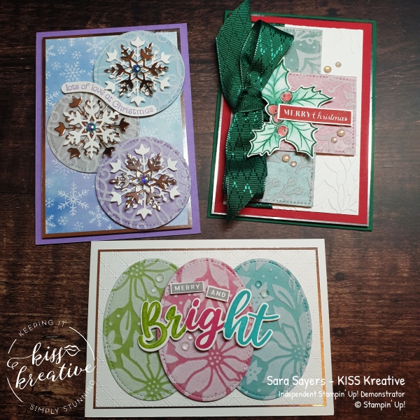 Jacquard effect Stitched shapes using the Plush Poinsettia Speciality Designer Series paper from Stampin Up!