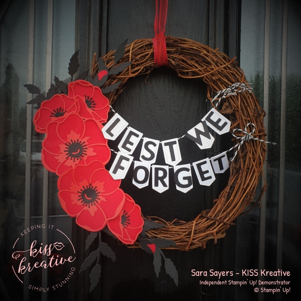 Armistice Day 11th November Remember Always Poppy Moments Card and Wreath from Stampin Up