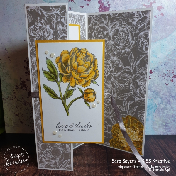 Stunning Peony Garden Tri fold Slim Line Cards with Prized Peony Bundle from Stampin Up