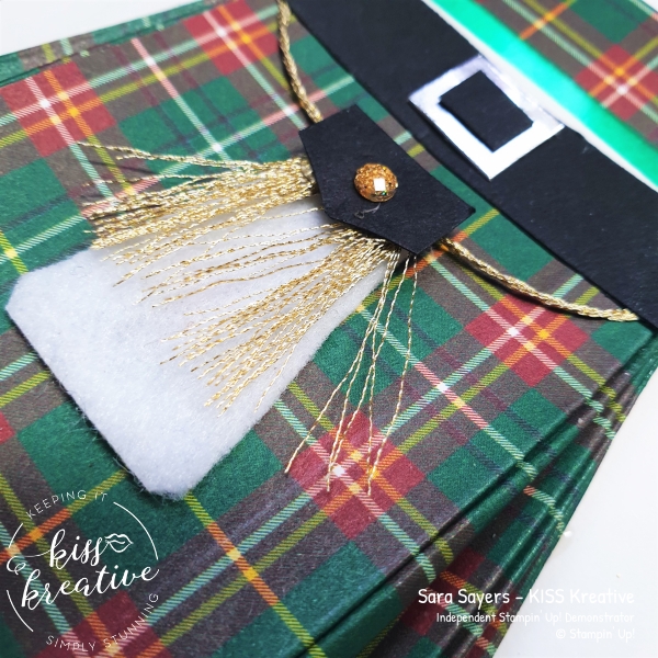 Easy Kilt card using Plaid Tidings DSP by Stampin Up