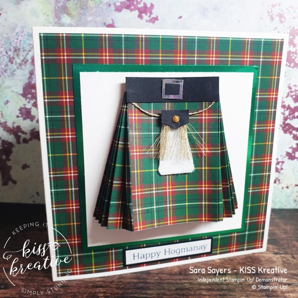 Easy Kilt card using Plaid Tidings DSP by Stampin Up