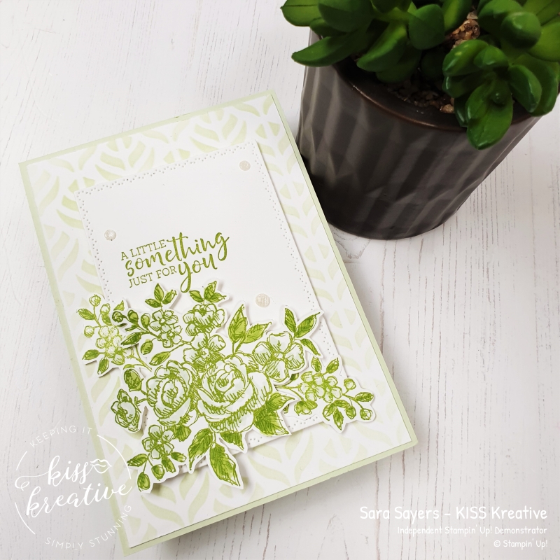 Floral card using Granny Apple Green and soft Sea Foam colouring