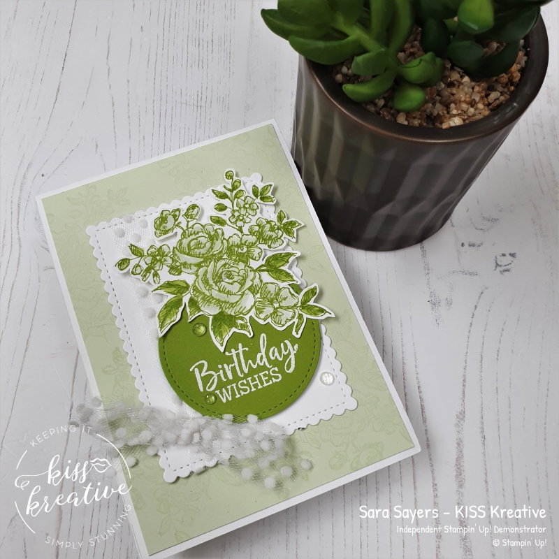 Birthday Wishes card using soft sea foam and Granny Apple green colours