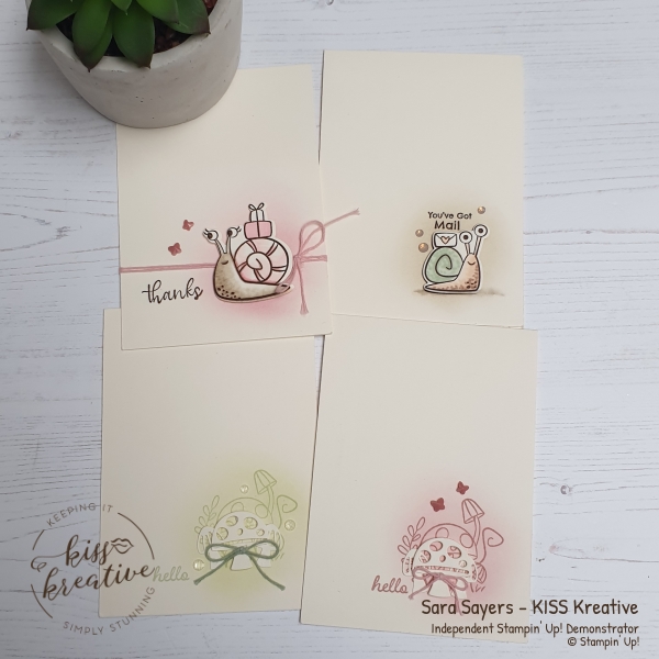 Clean & simple cards using the Snailed It Stamp Set from the Snail Mail Suite by Stampin Up