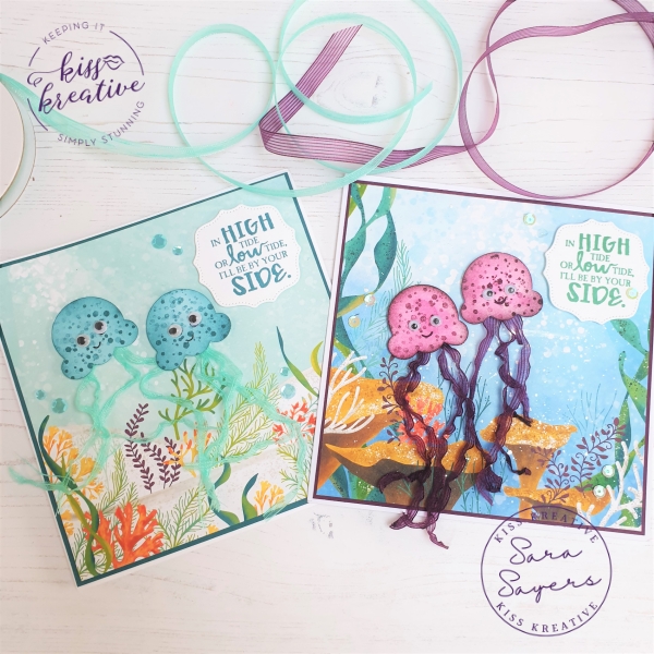 I will be by your side - Jelly fish underwater card using Whale of a time and a heated ribbon technique