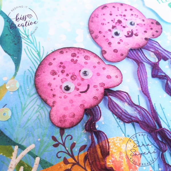 I will be by your side - Jelly fish underwater card using Whale of a time and a heated ribbon technique