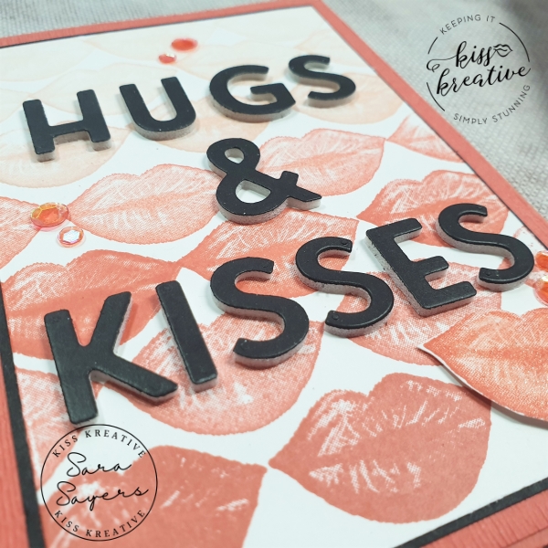 Hugs & Kisses Thank You Card using Hearts and Kisses Stamp set and Playful Alphabet.