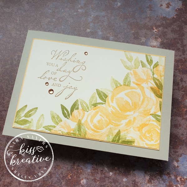 Yellow Roses birthday cards with Brushed Blooms