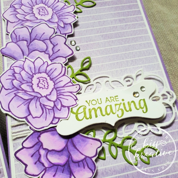 Pretty Purple Floral thank you card using Band Together Stamp set  and Detailed Bands Dies