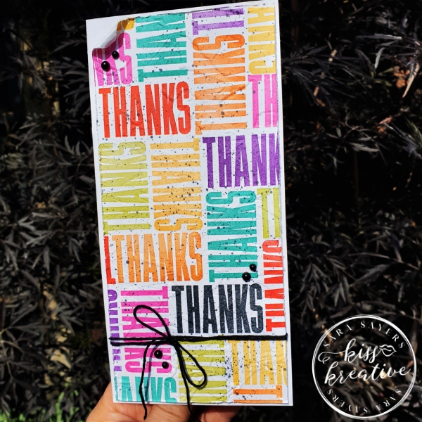 How to make a Bright rainbow Tiled Slimline  Thank you card with Biggest Wish