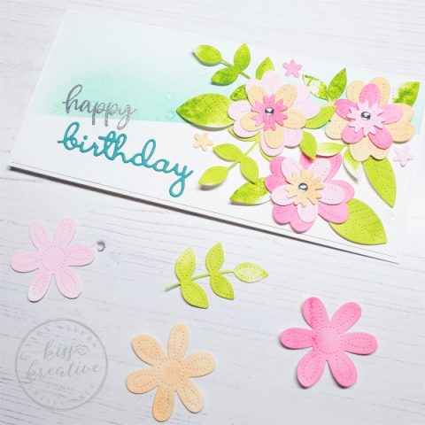 Hello New In-colors Birthday Card With Pierced Blooms - Kiss Kreative