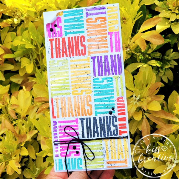 How to make a Bright rainbow Tiled Slimline  Thank you card with Biggest Wish