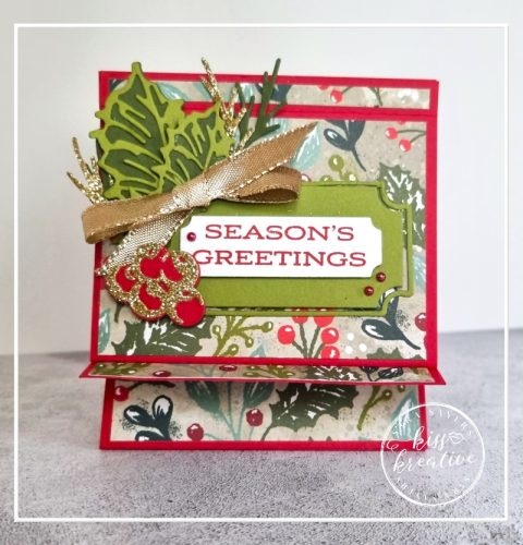 Cradle Easel Card with Boughs of Holly - KISS Kreative