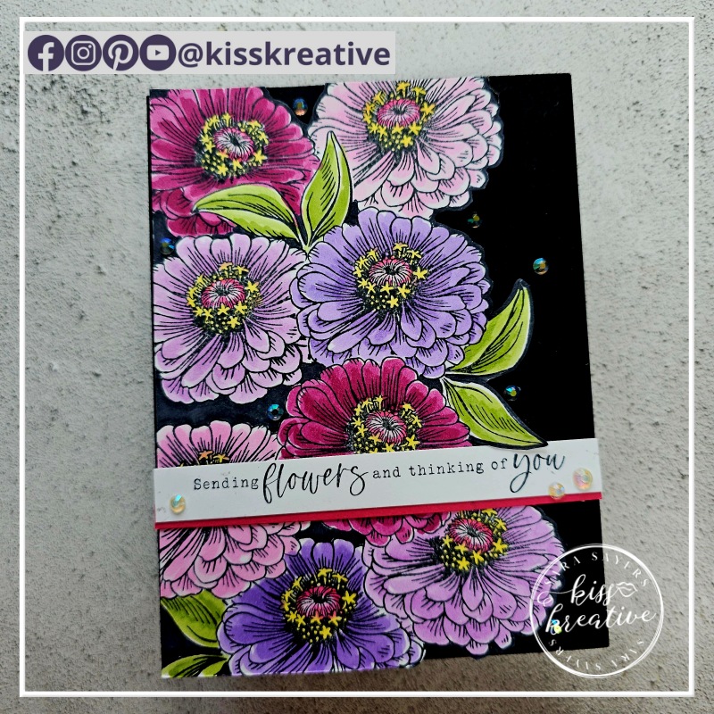 Using masks to create a one layer of flowers on a card